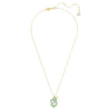 Pingente Pop Swan, Cisne, Verde, Lacado a dourado - Swarovski, 5649198