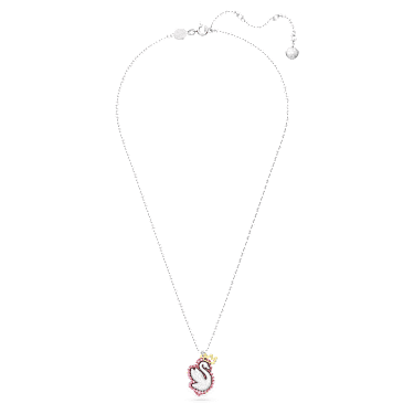 Swan pendant, Swan, Pink, Rhodium plated - Swarovski, 5649200