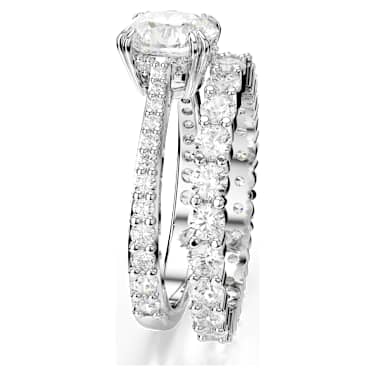 Stilla ring, Set (2), Round cut, White, Rhodium plated | Swarovski