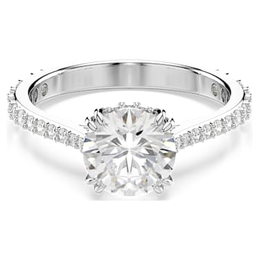 Stilla ring, Set (2), Round cut, White, Rhodium plated | Swarovski