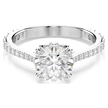 Swarovski Stilla リング　ラウンドカット　ホワイト Stilla ring, Set (2), Round cut, White, Rhodium plated | Swarovski