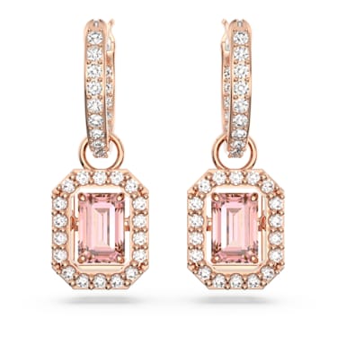 Millenia drop earrings, Octagon cut, Pink, Rose gold-tone plated - Swarovski, 5649474