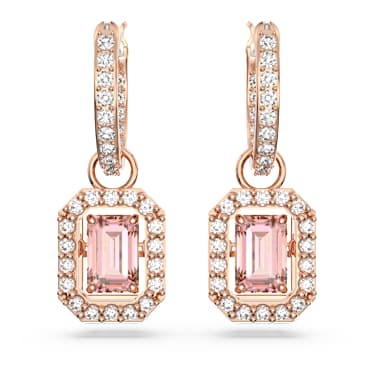 Una 드롭 이어링, 옥타곤 컷, 핑크, 로즈골드 톤 플래팅 - Swarovski, 5649474