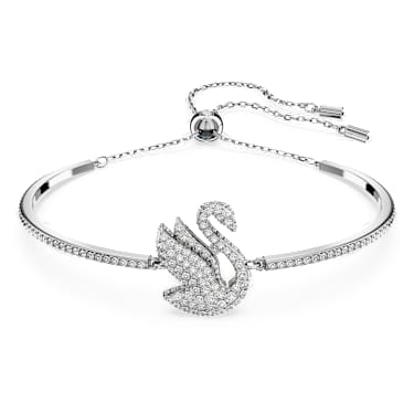 Swan 뱅글, 스완, 화이트, 로듐 플래팅 - Swarovski, 5649772