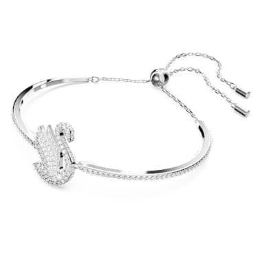 Swan 뱅글, 스완, 화이트, 로듐 플래팅 - Swarovski, 5649772
