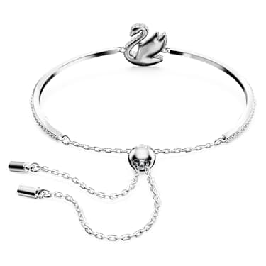 Swan 뱅글, 스완, 화이트, 로듐 플래팅 - Swarovski, 5649772