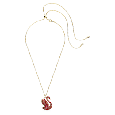 Swarovski Iconic Swan pendant, Swan, Large, Red, Gold-tone plated