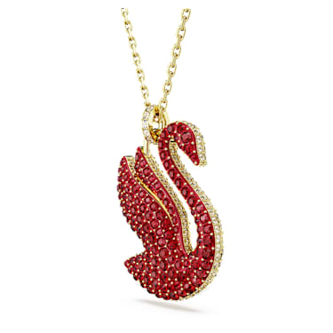 Swan Anhänger, Schwan, Groß, Rot, Goldlegierungsschicht - Swarovski, 5649773