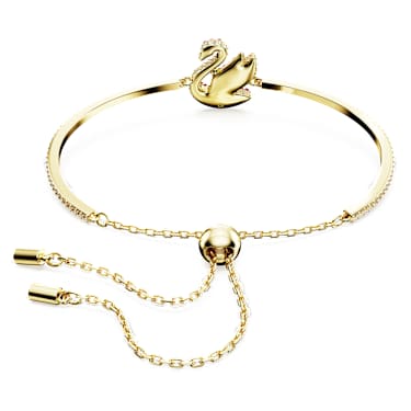 Swarovski Swan bangle Swan Medium Red Gold tone plated