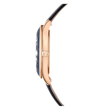 Octea Nova Uhr, Schweizer Produktion, Lederarmband, Schwarz, Roségoldfarbenes Finish - Swarovski, 5650033