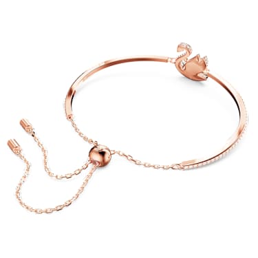 Brazalete Swan, Cisne, Verde, Baño tono oro rosa - Swarovski, 5650065