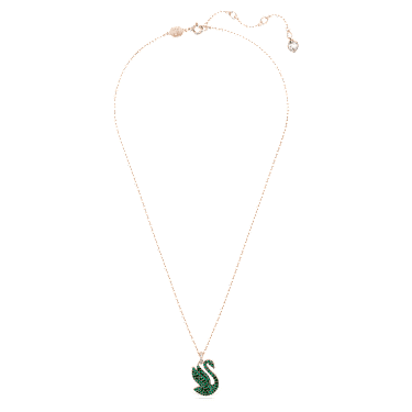 Swan Anhänger, Schwan, Mittel, Grün, Roségold-Legierungsschicht - Swarovski, 5650067