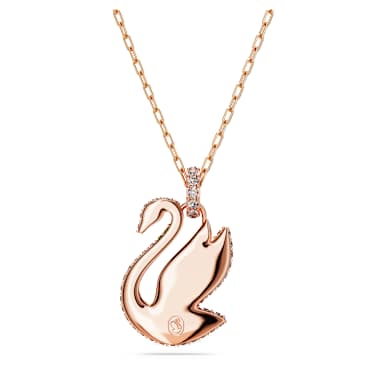 Swan Anhänger, Schwan, Mittel, Grün, Roségold-Legierungsschicht - Swarovski, 5650067