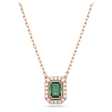 Una necklace, Octagon cut, Green, Rose gold-tone plated - Swarovski, 5650069