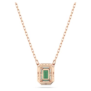 Una necklace, Octagon cut, Green, Rose gold-tone plated - Swarovski, 5650069