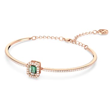 Bracelet-jonc Una, Taille octogonale, Pavé, Vert, Placage de ton or rosé - Swarovski, 5650071