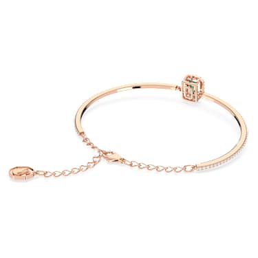 Bracelet-jonc Una, Taille octogonale, Pavé, Vert, Placage de ton or rosé - Swarovski, 5650071