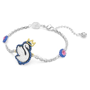 Swan 手链, 天鹅, 蓝色, 镀铑 - Swarovski, 5650187