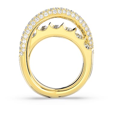 Dextera cocktail ring, Mixed cuts, White, Gold-tone plated - Swarovski, 5650350