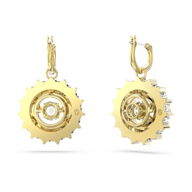 Dextera 水滴形耳环, 混合式圆形切割, 白色, 镀金色调 - Swarovski, 5650364