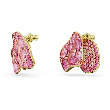 Pendientes de botón Idyllia, Diseño asimétrico, Flor, Rosas, Baño tono oro - Swarovski, 5650561