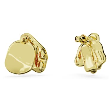 Pendientes de botón Idyllia, Diseño asimétrico, Flor, Rosas, Baño tono oro - Swarovski, 5650561