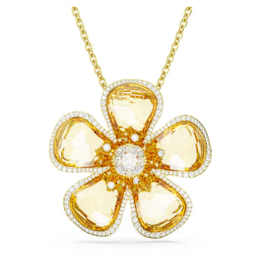 Idyllia 鏈墜, 花朵, 大碼, 黃色, 鍍金色色調 - Swarovski, 5650562