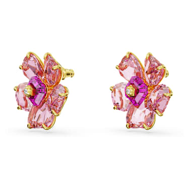 Idyllia Ohrstecker, Blume, Rosa, Goldlegierungsschicht - Swarovski, 5650563