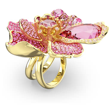 Idyllia 個性戒指, 密鑲, 花朵, 粉紅色, 鍍金色色調 - Swarovski, 5650565