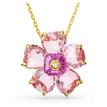 Idyllia 項鏈, 花朵, 粉紅色, 鍍金色色調 - Swarovski, 5650569