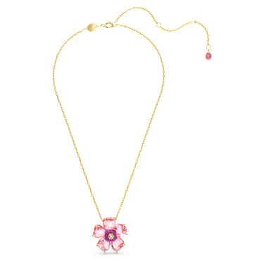 Idyllia necklace Flower Pink Gold tone plated Swarovski