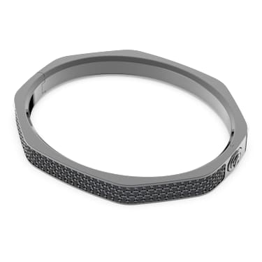 Brazalete Dextera, Forma octagonal, Negro, Baño de rutenio - Swarovski, 5651339