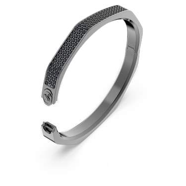 Bracelet-jonc Dextera, Forme octogonale, Noir, Métal plaqué ruthénium - Swarovski, 5651341