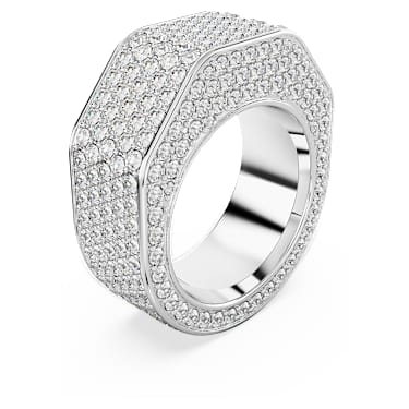 Dextera 个性戒指, 八边形、密镶, 白色, 镀铑 - Swarovski, 5651363