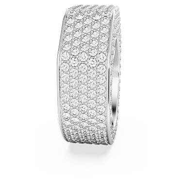 Pierścionek koktajlowy Dextera, Kształt ośmiokątny, Oprawa brukowa, Biały, Powłoka z rodu - Swarovski, 5651363