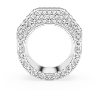 Dextera ring, Octagon shape, Pavé, White, Rhodium plated - Swarovski, 5651363