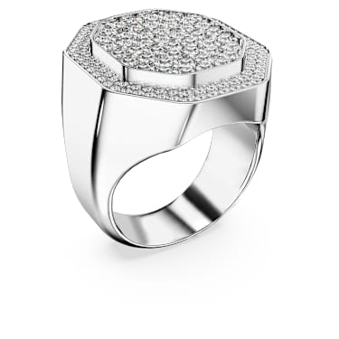 Dextera cocktailring, Achthoekige vorm, Wit, Rodium toplaag - Swarovski, 5651383