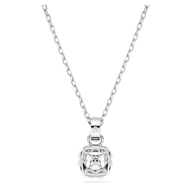 Birthstone 鏈墜, 方形切割, 四月, 白色, 鍍白金色 - Swarovski, 5651704