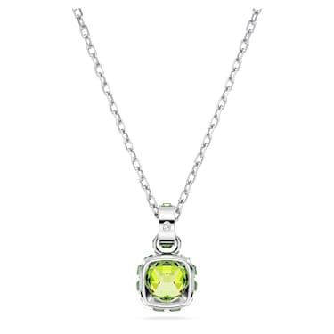 Birthstone จี้สร้อยคอ, เจียระไนทรงสี่เหลี่ยมจัตุรัส, สิงหาคม, เขียว, เคลือบโรเดียม - Swarovski, 5651706