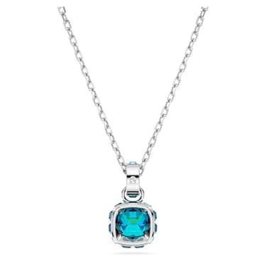 Birthstone จี้สร้อยคอ, เจียระไนทรงสี่เหลี่ยมจัตุรัส, ธันวาคม, น้ำเงิน, เคลือบโรเดียม - Swarovski, 5651707