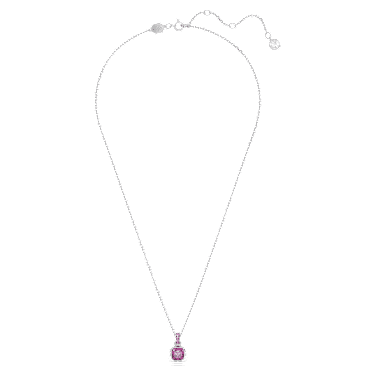Birthstone 链坠, 方形切割, 二月, 紫色, 镀铑 - Swarovski, 5651708