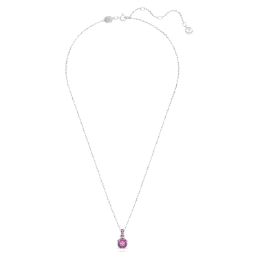Birthstone pendant, Square cut, February, Purple, Rhodium plated - Swarovski, 5651708