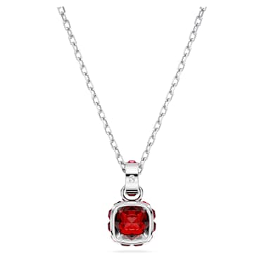 Birthstone 鏈墜, 方形切割, 一月, 紅色, 鍍白金色 - Swarovski, 5651709