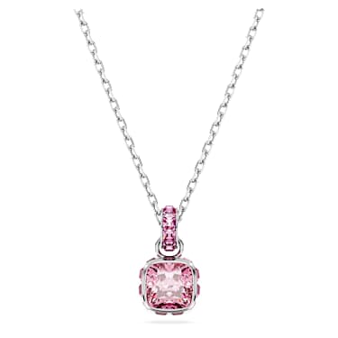 Birthstone Anhänger, Kissenschliff, Oktober, Rosa, Rhodiniert - Swarovski, 5651791