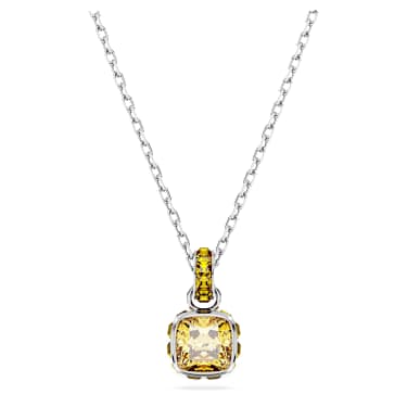 Birthstone Anhänger, Kissenschliff, November, Gelb, Rhodiniert - Swarovski, 5651792