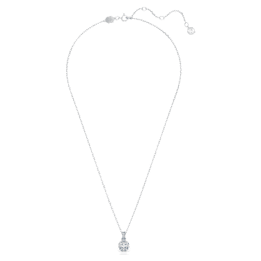 Birthstone pendant, Square cut, March, Blue, Rhodium plated - Swarovski, 5651794