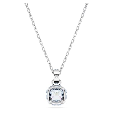 Obesek Birthstone, Kvadratni rez, Marec, Moder, Prevleka iz rodija - Swarovski, 5651794