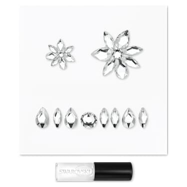 身體首飾, 套裝 (3), 混合式切割, 花朵, 白色 - Swarovski, 5651981