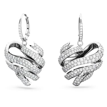 Hyperbola 耳钉, 心形, 白色, 镀铑 - Swarovski, 5652029