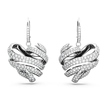 Hyperbola 耳钉, 心形, 白色, 镀铑 - Swarovski, 5652029